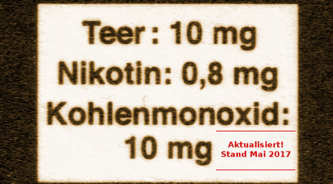 Tabakwerte Zigarette 2017