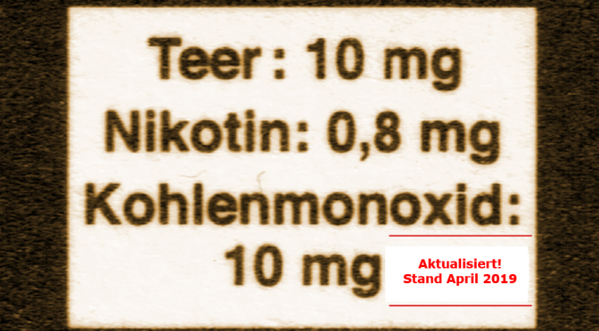 Tabakwerte Zigarette 2019